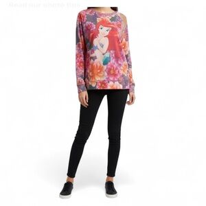 DISNEY Ariel Floral Sweatshirt  XL Multicolor Long Sleeves Round Neck NWOT